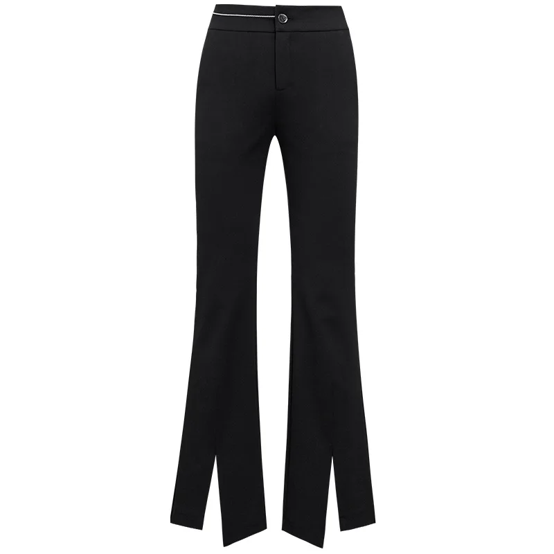 

Модные женские брюки 2020 женские офисные брюки с разрезом на молнии летающие офисные женские длинные расклешенные брюки модные