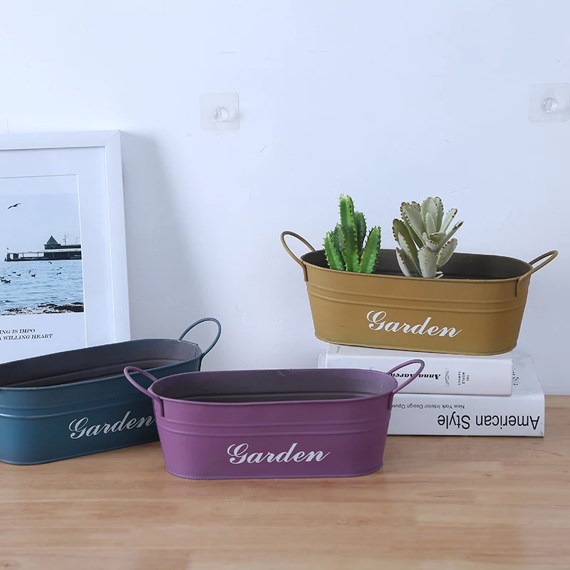 Ретро жестяной вазон для цветов садовый цветочный горшок суккулентных растений