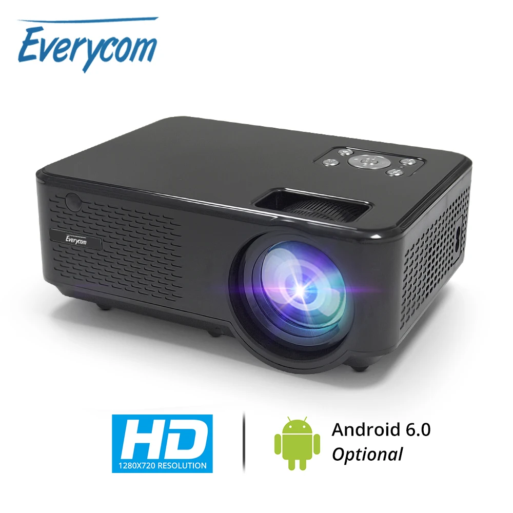 Мини проектор Everycom M8 с ЖК-экраном, поддержкой HD 720P и максимальным разрешением 1080P, Android 6.0, Wifi, Bluetooth, светодиодной лампой на 4000 люмен, домашний кинотеатр.
