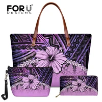 forudesigns pretty polyneisa hibiscus print handbag and purse set ladies travel party fashion shoulder bag top handle bags