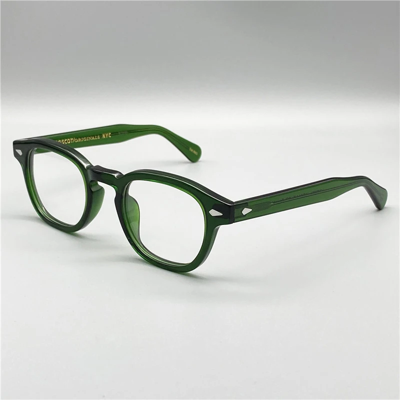Johnny Depp gözlük erkek kadın bilgisayar gözlükleri temiz Lens marka Vintage asetat optik gözlük çerçevesi erkek iş gözlük