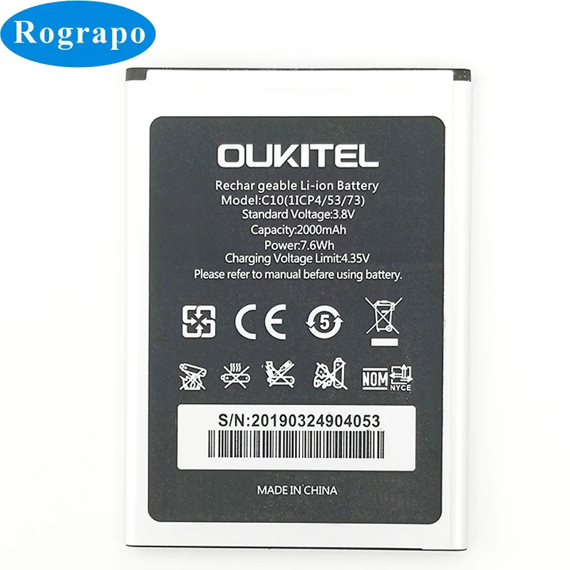 Новый Официальный сменный аккумулятор 2000 мАч для Oukitel C10 / PRO мобильный телефон |
