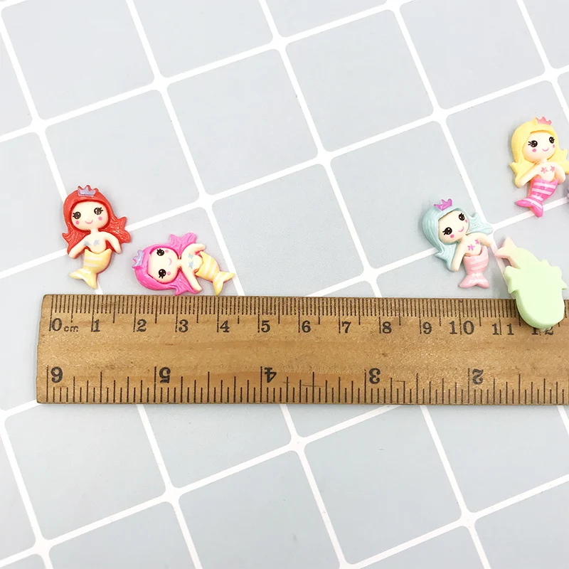 100 шт кавайные милые Русалочки с плоской задней частью из смолы кабошон