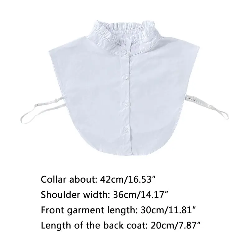 

Women Sweet Wrinkled Ruffles Fake Stand Collar Layering White Sweater Half-Shirt R2LE