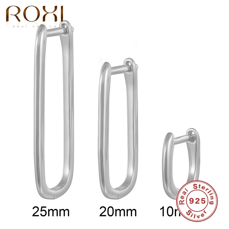 ROXI 10/20/25 мм Гладкая U-Форма серьги для женщин 925 стерлингового серебра