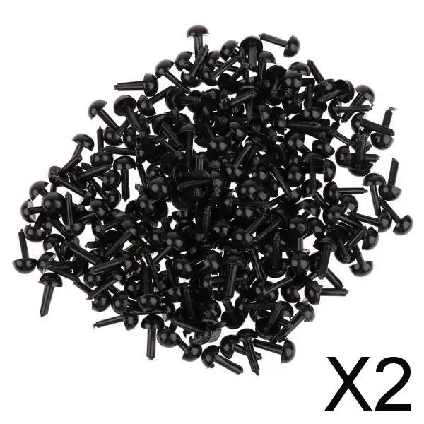 

2x200 Pieces Black Plastic Safety Eyes for Teddy Bear Doll Animal Toys 5MM