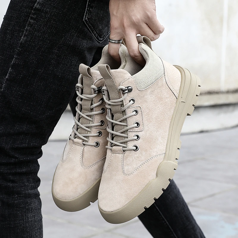 Мужские зимние ботинки теплая плюшевая мужская зимняя обувь на шнуровке уличная