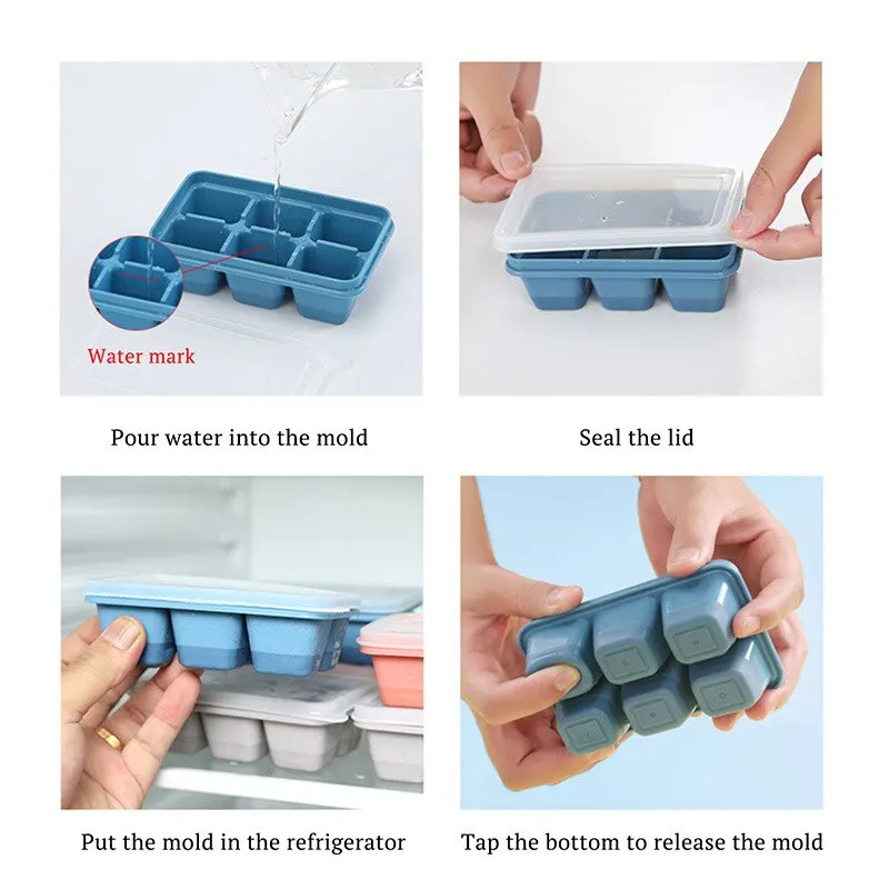 

Silicone Ice Cube with Cover Lip Square DIY Soap Jelly Mold Chocolates Ice Cream Mould for Chilling Whiskey Cocktails Ice Water