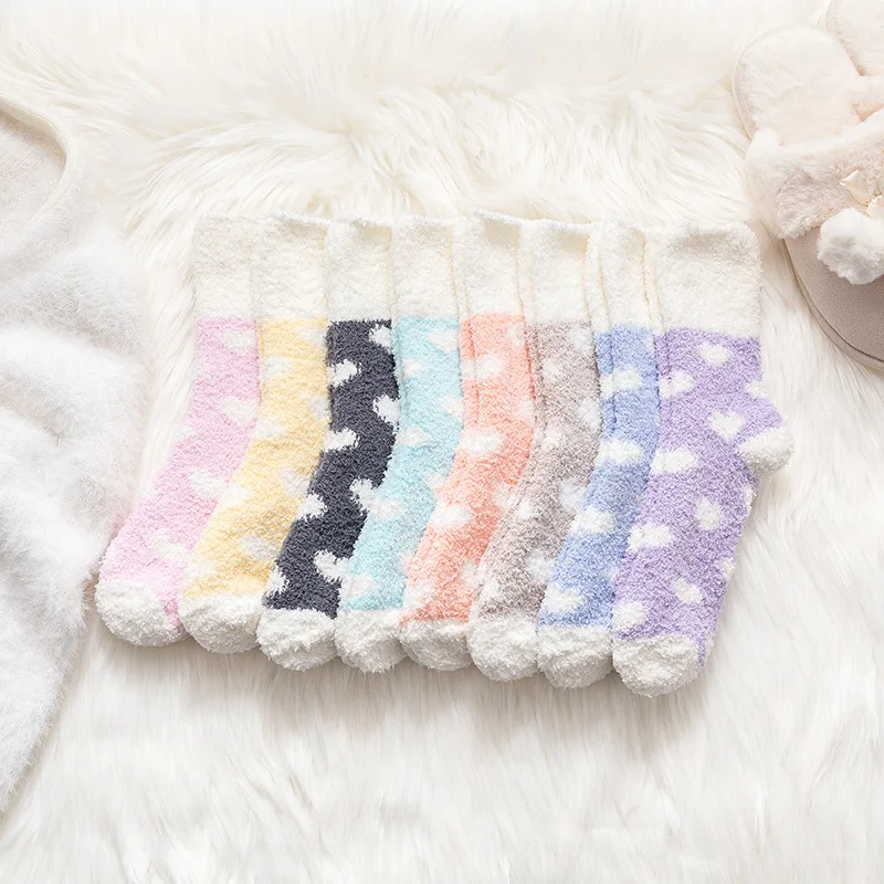 5 пар 2019 г. Новые стильные носки из кораллового флиса красивые женские без пятки в