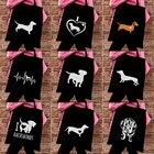 Сумка женская холщовая, с принтом таксы, 2021