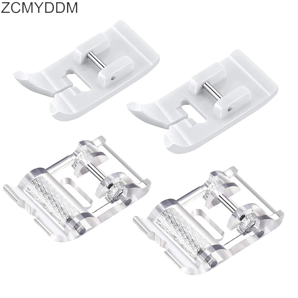 ZCMYDDM Non-stick Presser Foot with Presser Leather Roller Foot for Babylock Brother Singer DIY Home Sewing Machine Accessories