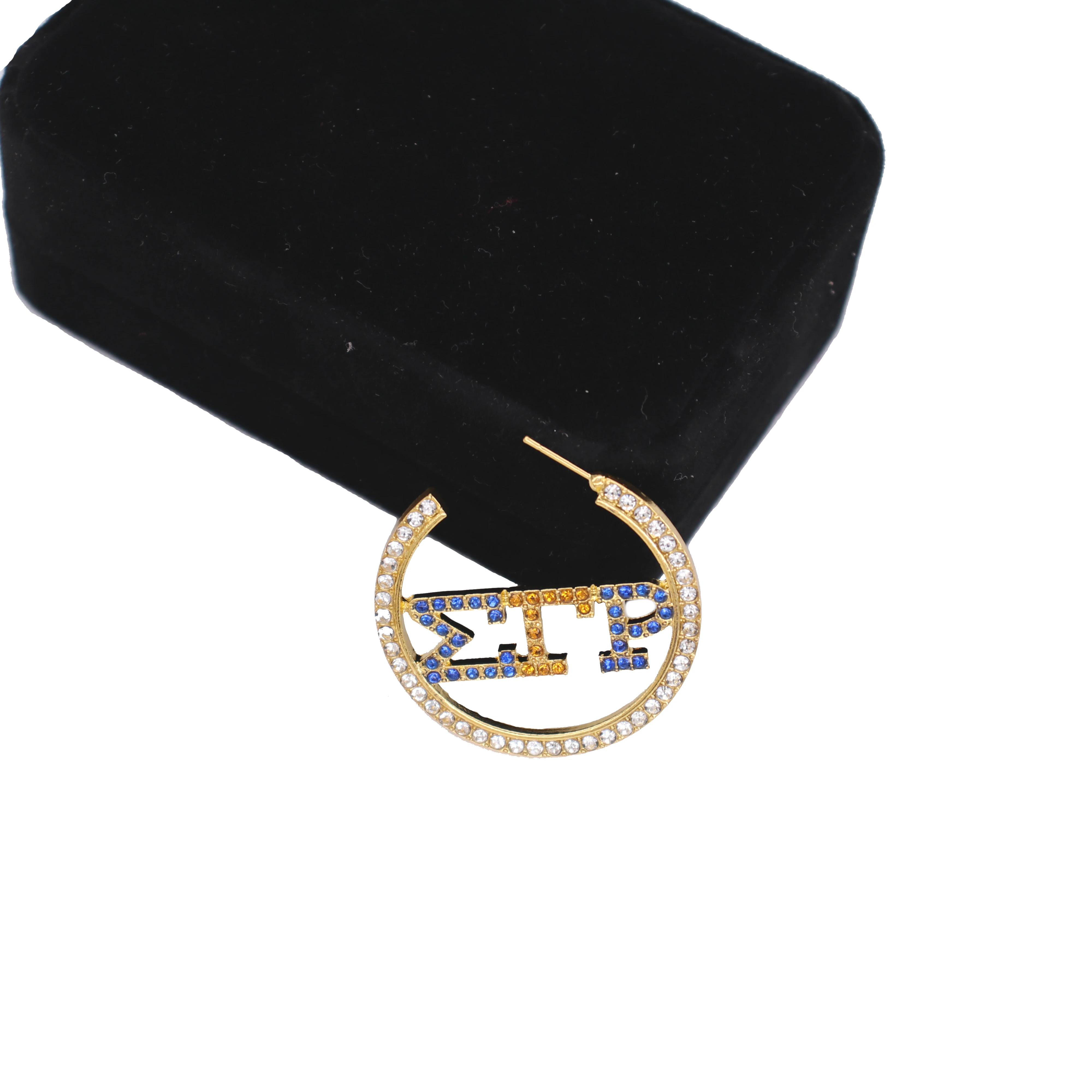 Abadon Новое поступление серьги-гвоздики с металлическими кристаллами и греческими