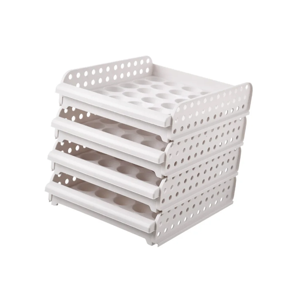 

Stackable Egg Storage Box 30 Grids Egg Container Egg Tray for Home Kitchen (White, Single-layer)