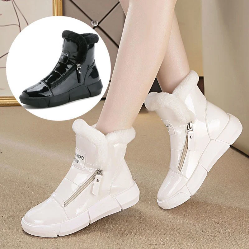 

Ladies Thick-soled Snow Boots Retro Plush Zipper Ankle Boots Wild Plus Velvet Waterproof Short Boots Korean Warm Cotton Shoes