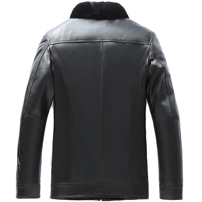 Мужская куртка из натуральной кожи осенне зимняя овчины с подкладкой