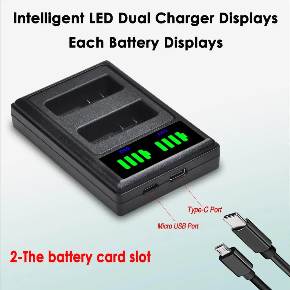 

3x 1100mAh EN-EL14 EN-EL14A EN EL14 EL14A Battery + Type-C LED Charger for Nikon P7800 P7700 P7000 D5600 D5300 D5200 D3500 D3400