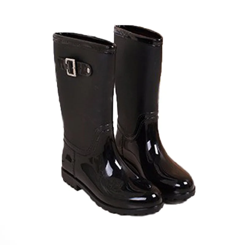 Сапоги Aleafalling женские резиновые водонепроницаемые однотонные на плоской подошве