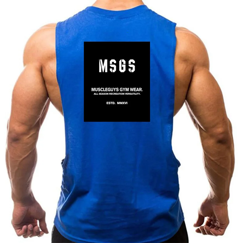 

Graphics Bodybuilding Stringer Tank Top Men Cotton Gym Clothing Mens Fitness Low Cut Side Vest Summer Workout Sleeveless Shirt