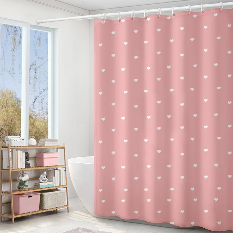 

Household Polyester Love Shower Curtain Creative Seaweed Bath Cloth Thick Waterproof Partition Fabric Home Bathroom Shower Decor