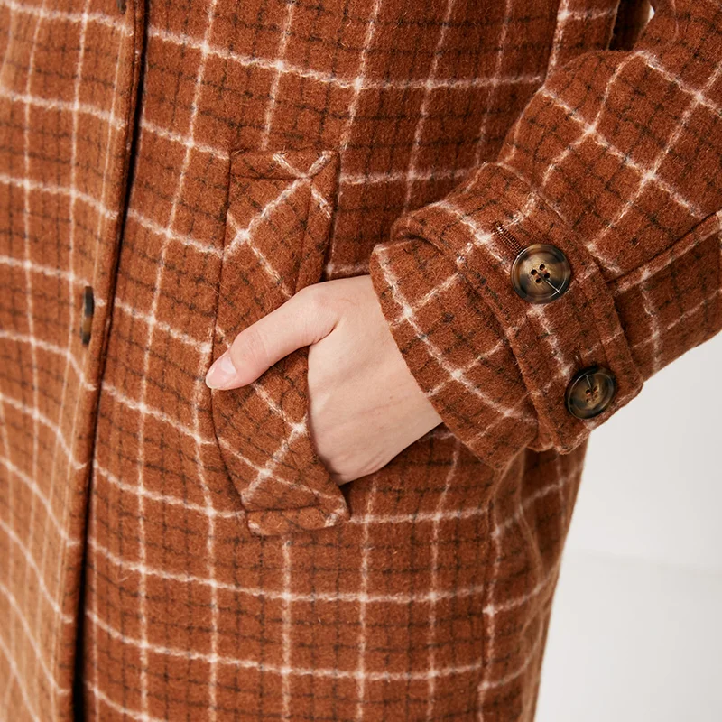 Vero Moda зимнее клетчатое длинное шерстяное пальто с лацканами | 318327551