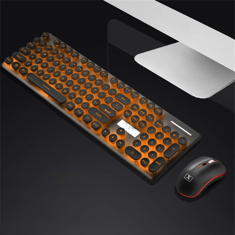 Клавиатура и мышь набор беспроводной зарядки Радужный светодиодный оптической