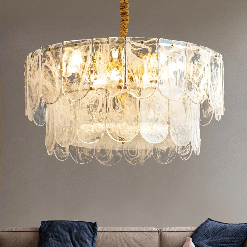 

Стеклянная люстра нового дизайна, круглая лампа для столовой, гостиной, прямоугольная Светодиодная лампа для кухонного островка