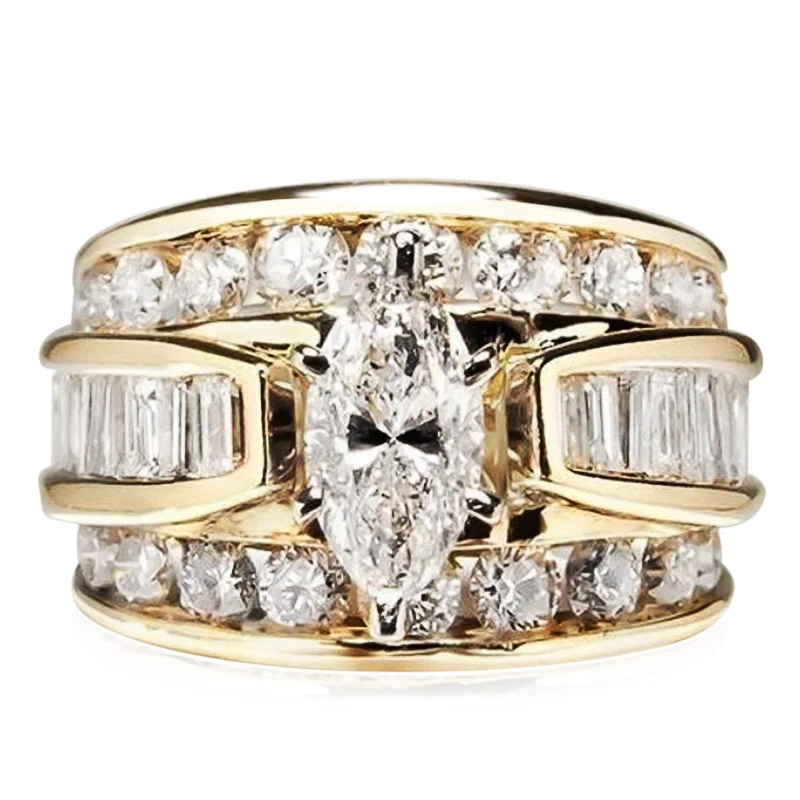 Модные Роскошные панковские кольца Huitan в Королевском Стиле Маркиза оптовая