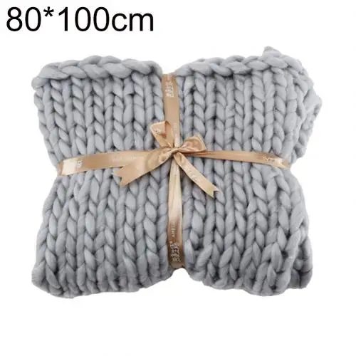 Grey 60*60/80*100 одеяло ручной вязки толстое объемное трикотажное одеяло из пряжи мягкое теплое покрывало для сна одеяло s товары для дома - Цвет: Grey