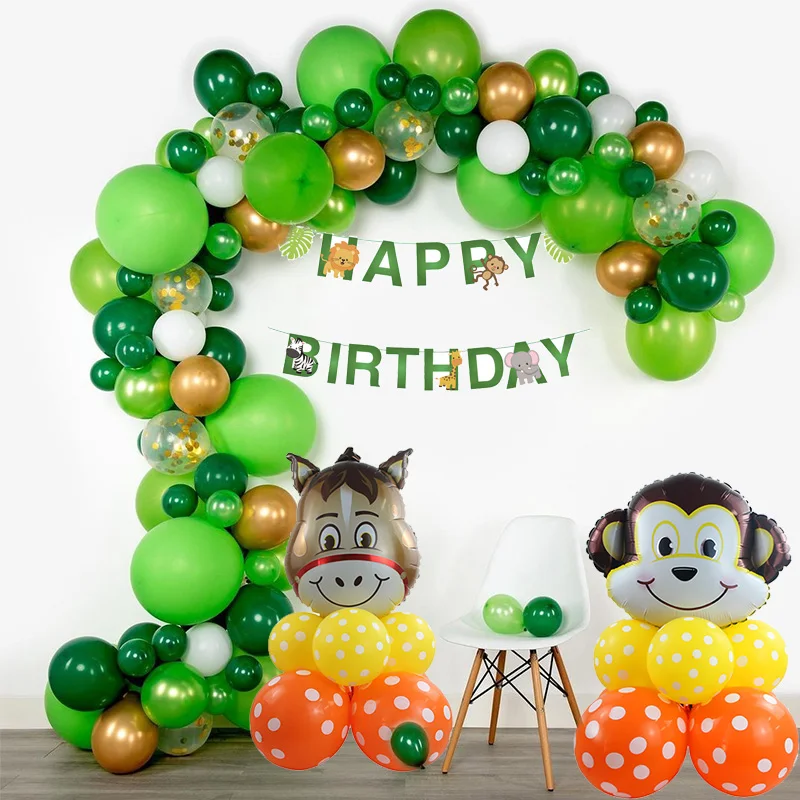 

joy-Enlife Tiger Lion Monkey Animal Theme Foil Balloon Jungle Birthday Party Latex Balloons Decor Zoo Safari Jungle Party Decor