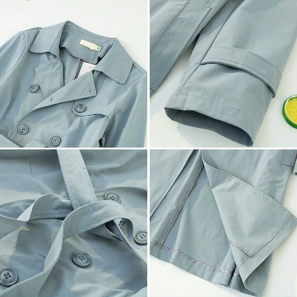 Женское осеннее длинное двубортное пальто зимняя ветровка свободного покроя