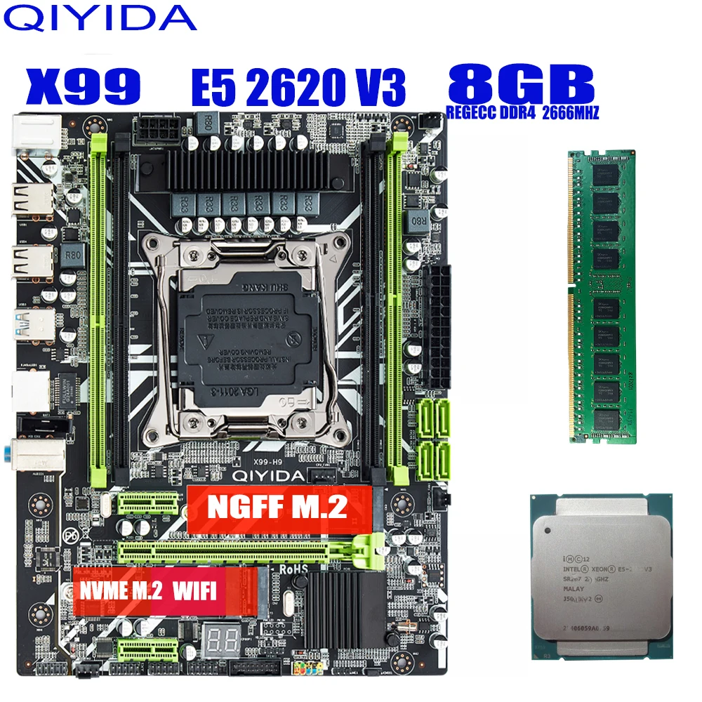 X99 материнская плата с XEON E5 2620 V3 1*8G DDR4 2666MHZ REGECC комбо памяти набор NVME USB3.0 MATX сервер