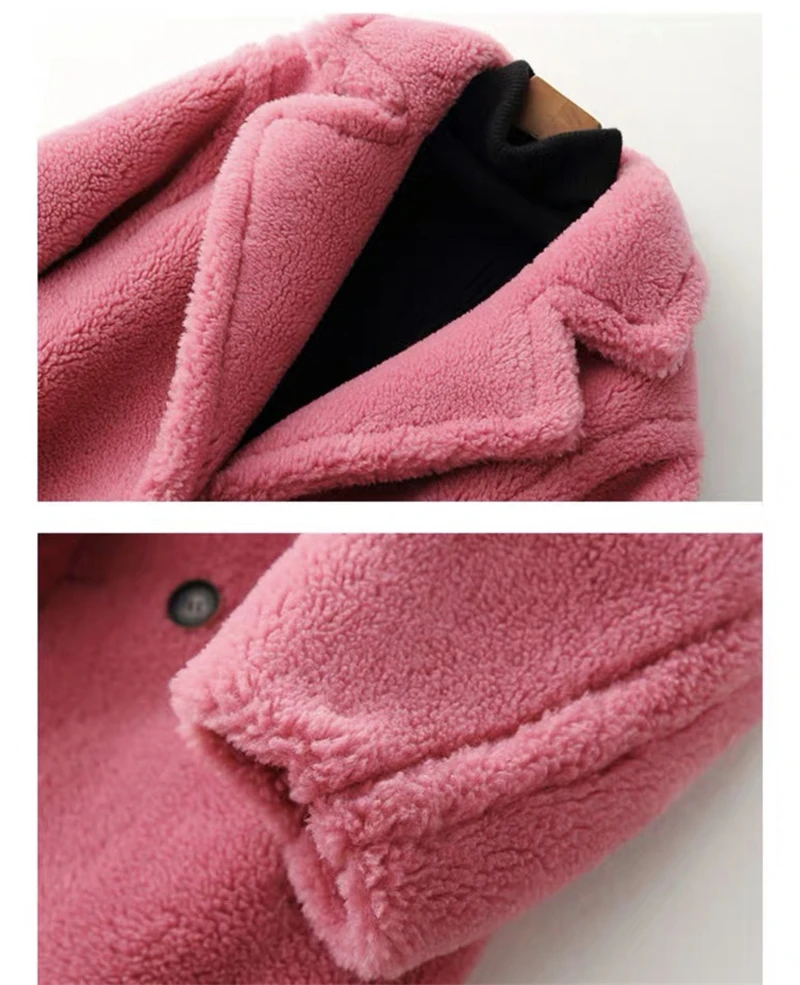 Для женщин настоящая овечья шерсть пальто ежедневный пиджак осень-зима с длинным рукавом лацкан норка мех, женская верхняя одежда, джинсовая куртка шерсть Тедди куртка медвежонок