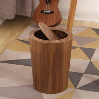 japanese style wooden trash can with lid high end home living room creative simple office hotel large paper basket
