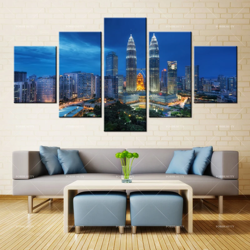 Forbeauty Canvas Painting Wall Art Petronas Waterproof Ink Home Decor Twin Towers Spray Printing Oil Paintings Abstract Single | Дом и сад