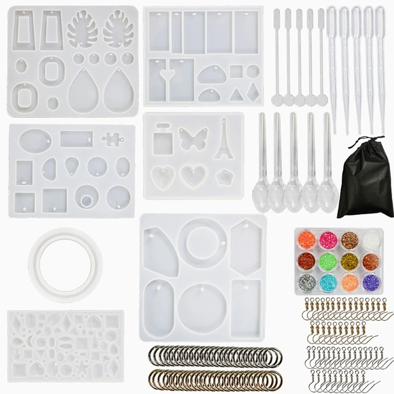 

135Pcs Earring Epoxy Resin Molds Kit Silicone Mold For Resin Art DIY Pendant Craft Key Chain Handmade Jewelry Making Tools