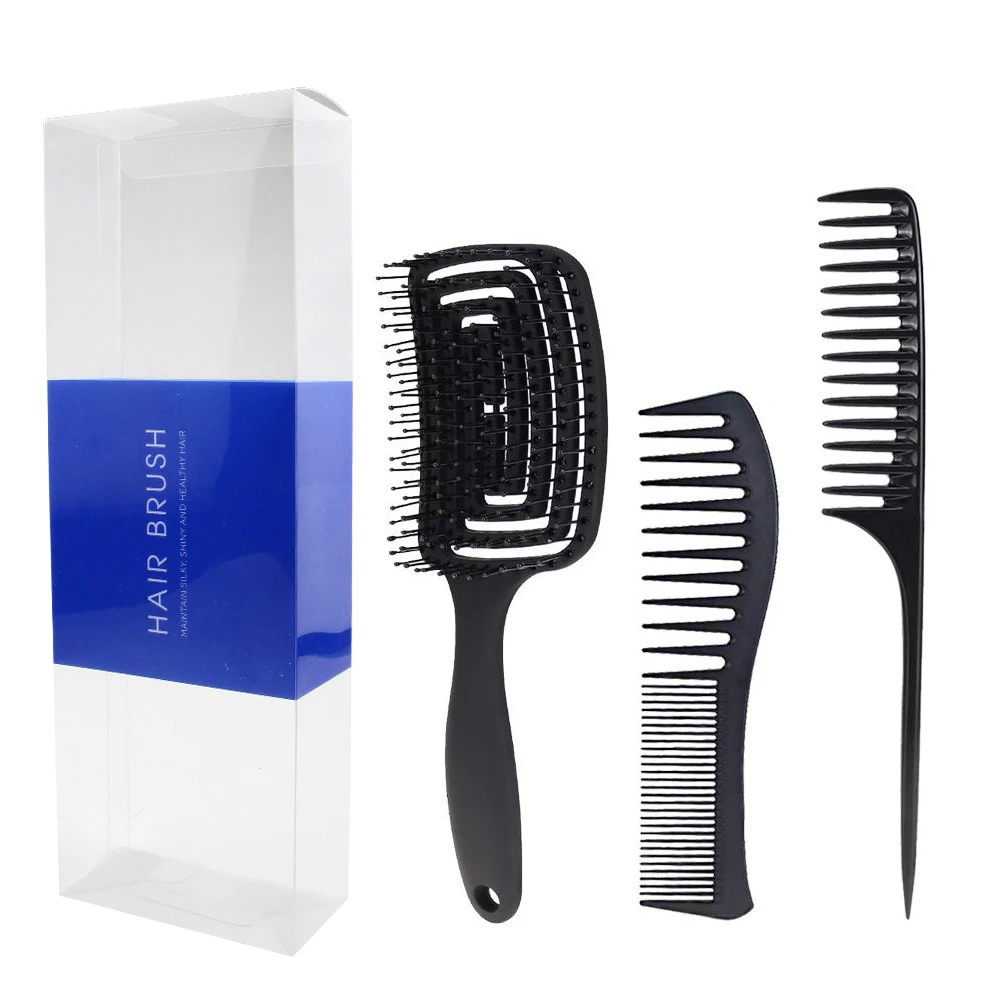 Plastic Wide Tooth Brush Large Teeth Hair Scalp Massage Comb Hairbrush Ribs Comb Pro Salon Hair Care Styling Tool