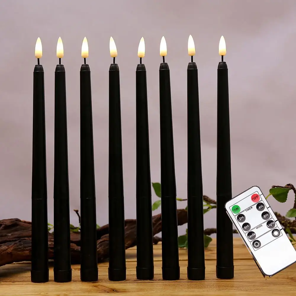 

Pack of 12 Remote LED Candles With Black Body,Timer Flameless Electric Candlesticks With Contain,Decorative Wedding Birthday