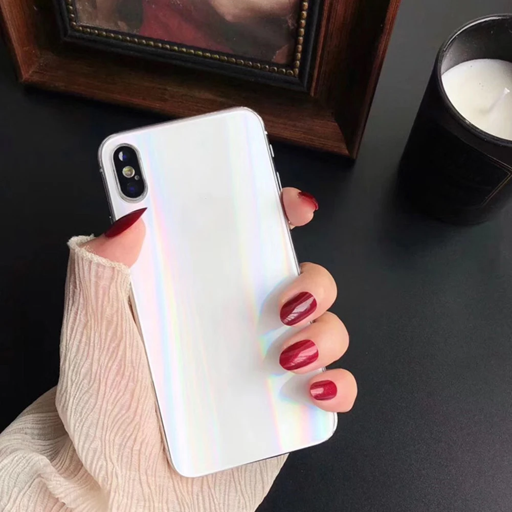 Aurora градиентное стекло задняя пленка для iPhone XS MAX 11 Pro XR X 7 8 Plus блестящее 3D