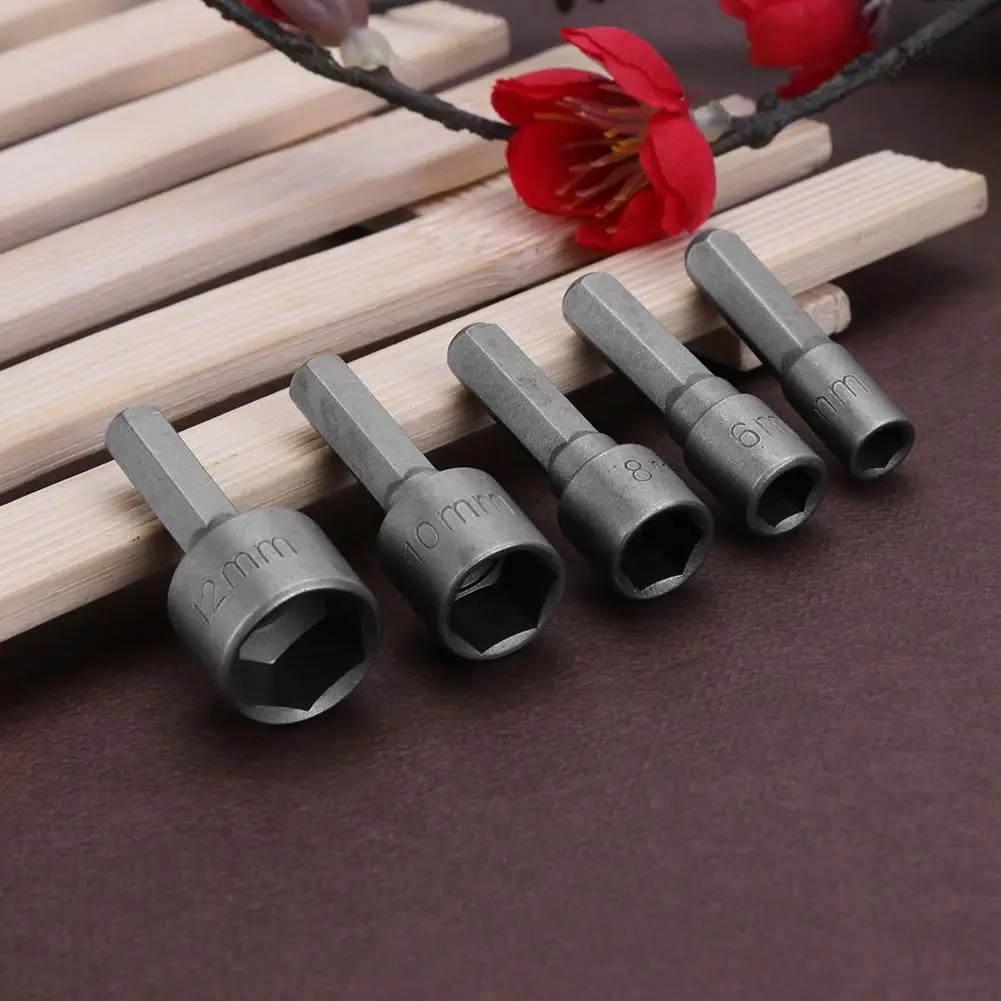 

5pcs Hex Socket Nut Driver Sleeve Nozzle Drill Bit Adapter Nozzles Wind Approved Sleeve Electric Nut Driver Drill Bit Adapter