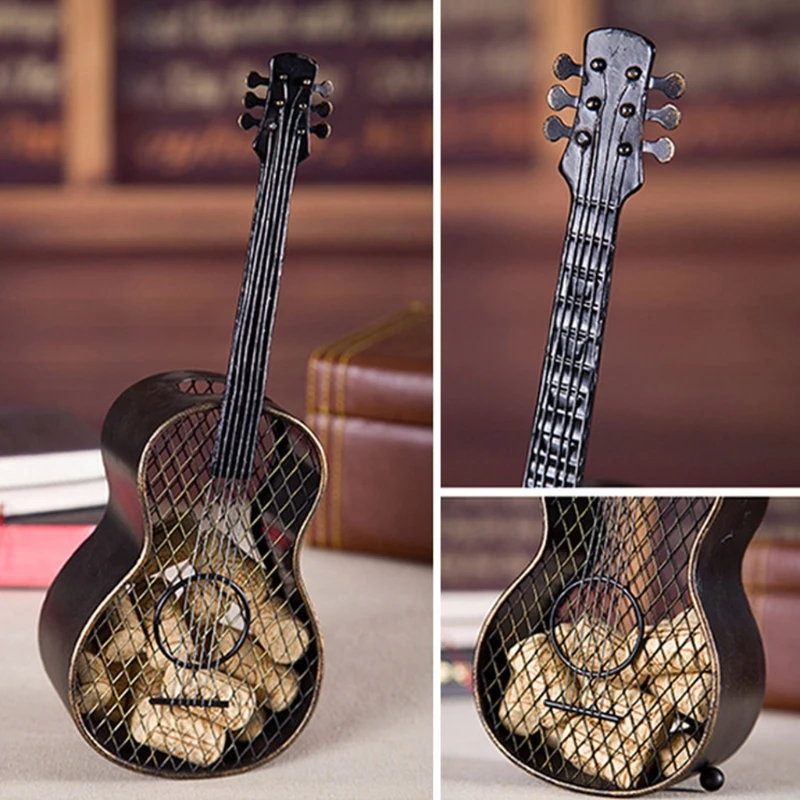 

Retro Guitar Shaped Wine Cork Container Handicrafts Kitchen Living Room Desktop Decorations Practical Crafts Vintage Home Decor