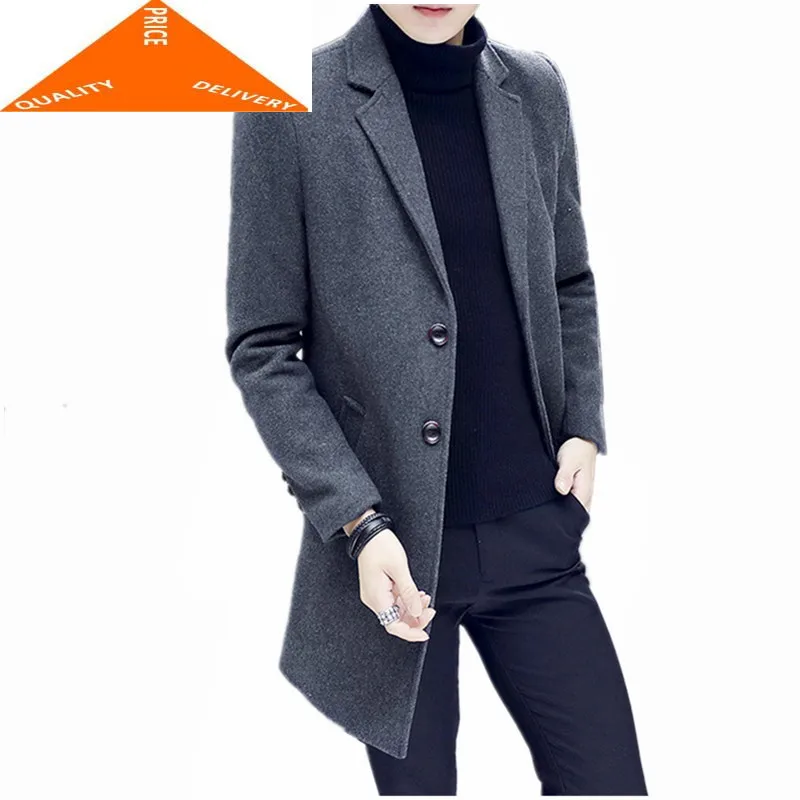 

Осенние куртки 2020 шерстяное пальто плотное теплое зимнее пальто приталенное пальто Тренч Мужская Повседневная Длинная Куртка Erkek Mont LWL739