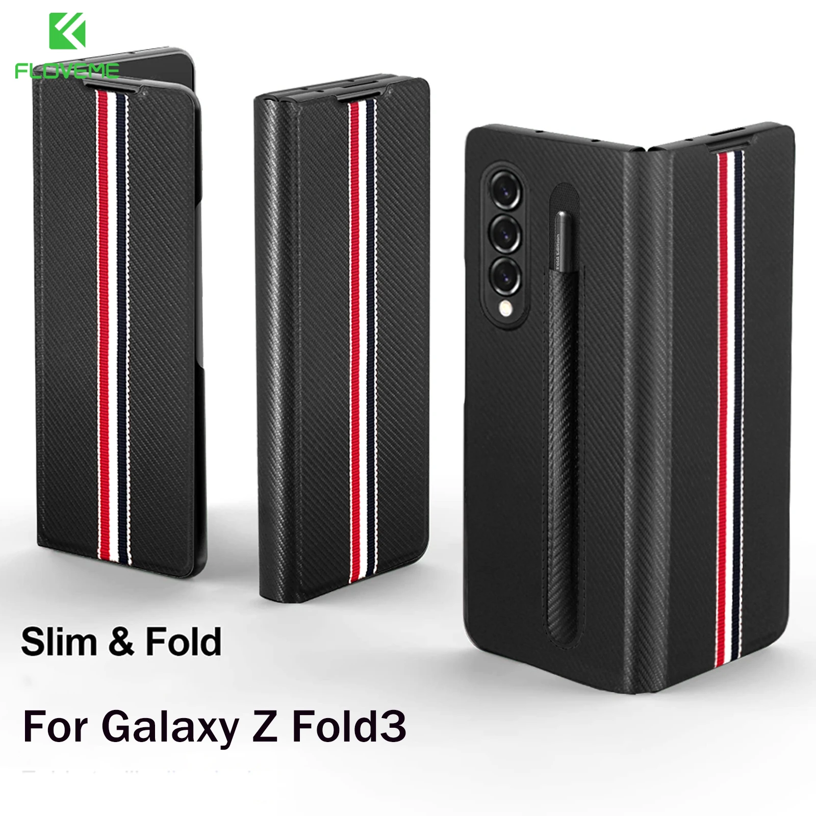

Slim PU Leather Case For S Pen Fold Edition Samsung Galaxy Z Fold 3 Case With Pen Holder Full Cover Galaxy Z Fold 3 S Pen Case