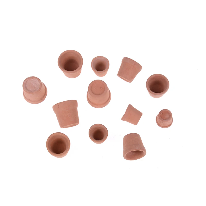 

12Pcs Mini Red clay Flowerpot Simulation Garden Flower Pot Model Toy For 1:12 Dollhouse Miniature Doll Houses Accessories
