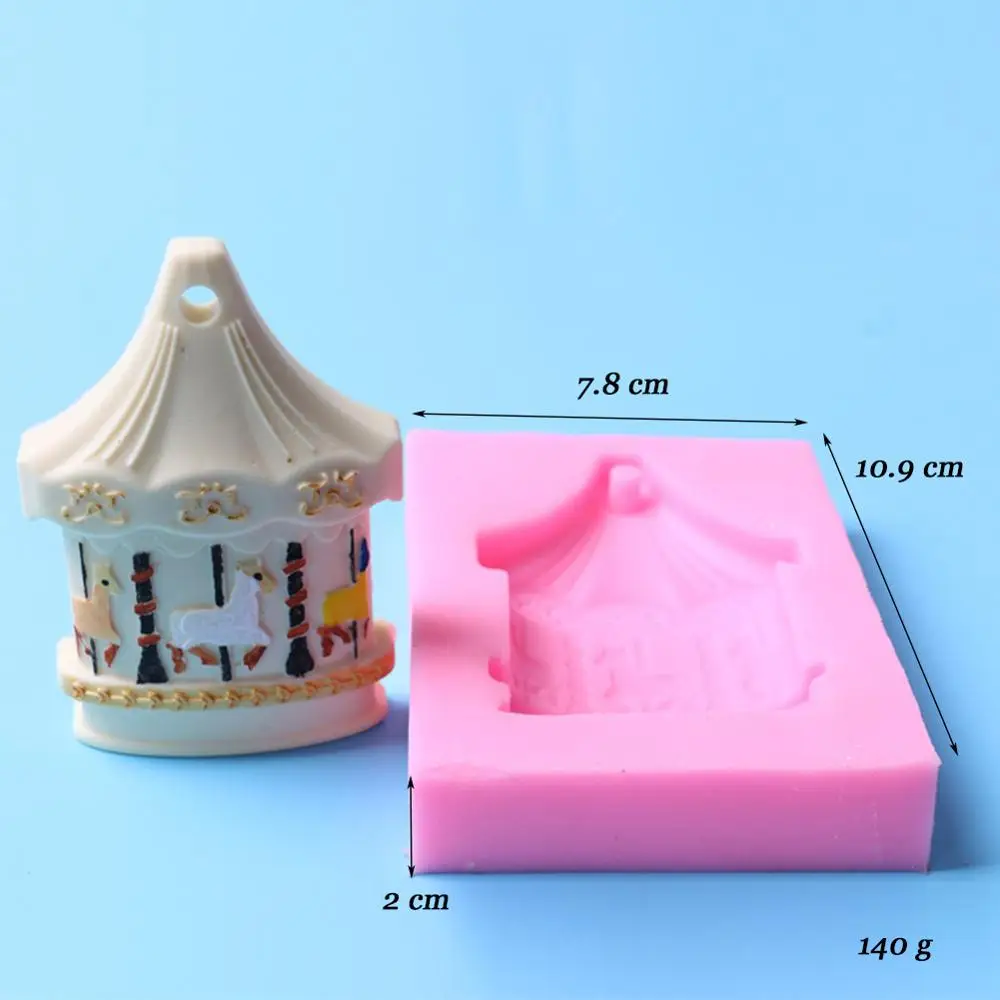 3D карусель лошадка для Силиконовые свечи формы глины изготовления мыла