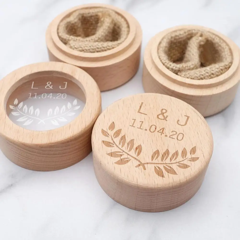 Коробка для свадебных колец Персонализированная деревянная коробка простой