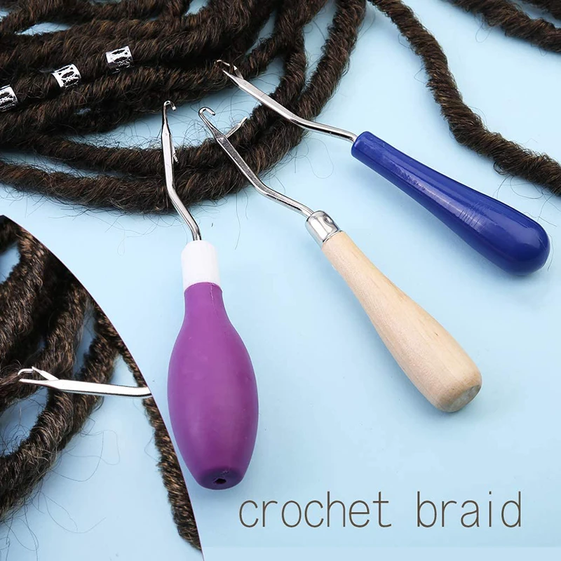 Imzay 7 Pcs Latch Hook Crochet Needles With Adjustable Knitting Crochet Loop Rings And Dreadlocks Hair Rings For Braid Hair images - 6