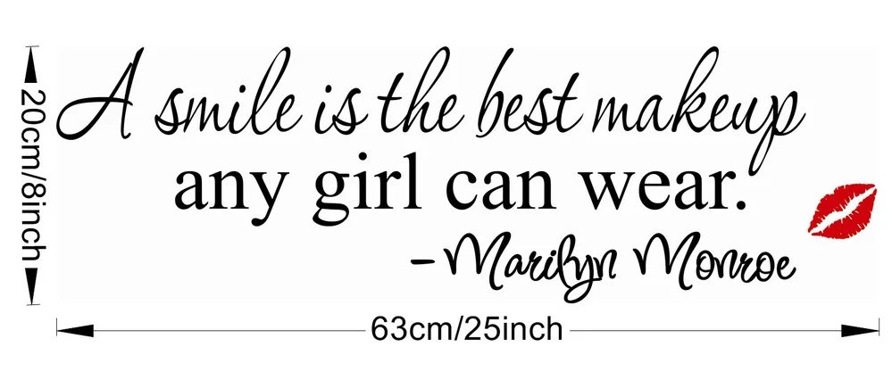 A Smile Is The Best Makeup Marilyn Monroe вдохновляющие настенные наклейки с цитатами домашний