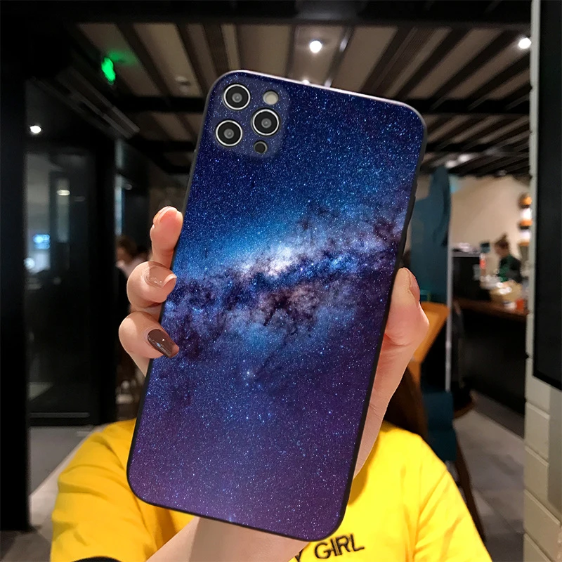 

For iPhone Milky Way Galaxy Space Print Soft Matt Apple Case 6 7 8 11 12 Plus Pro X XR MAX 2021 Cover