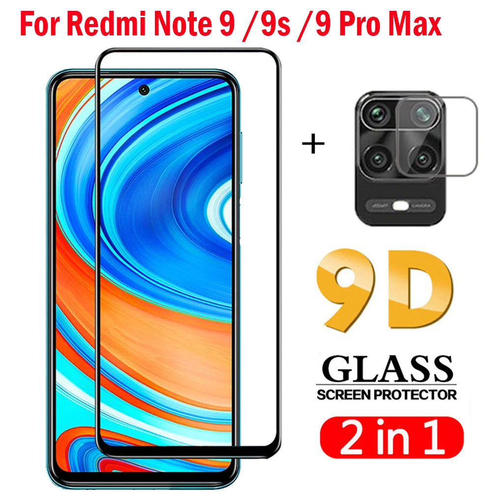

Закаленное стекло 9D для xiaomi Redmi Note 9s 9 Pro Max, защитная пленка для экрана 2 в 1, пленка для объектива камеры на фото 9 Pro Max, стекло