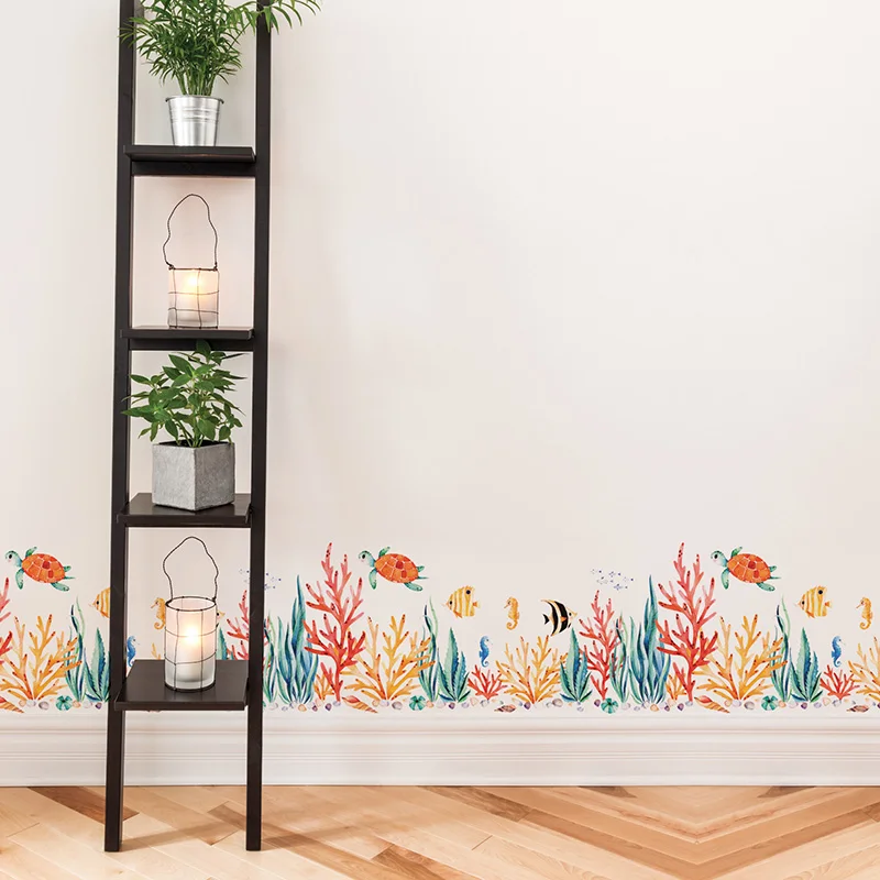 Виниловые наклейки для украшения ванной комнаты на плинтус и стены